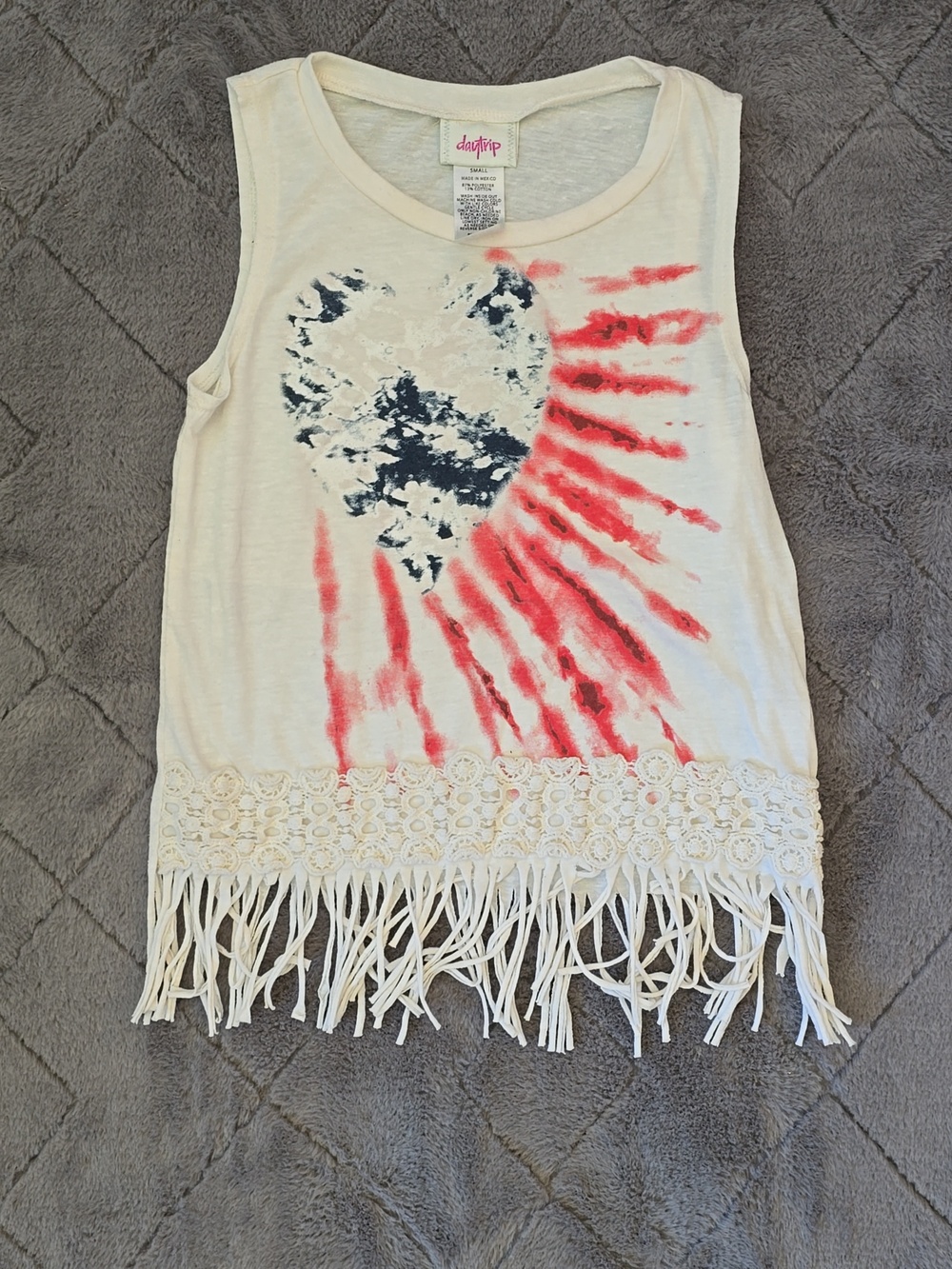 Daytrip Cream Tank with Red and Navy Tie-Dye Accents